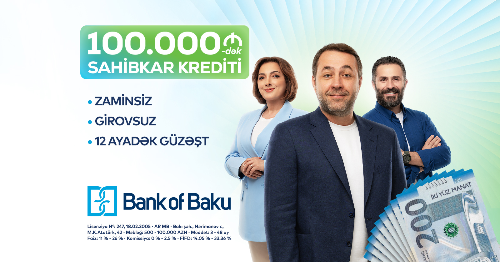 Sahibkarlara dəstək var: Bank of Baku-dan 100.000 AZN-dək sahibkar krediti