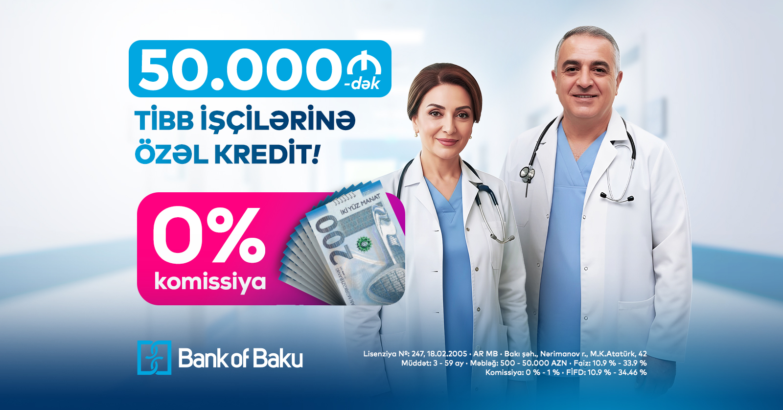 Bank of Baku-dan SƏHİYYƏ, TİBB işçiləri üçün 50.000 AZN-dək KOMİSSİYASIZ kredit