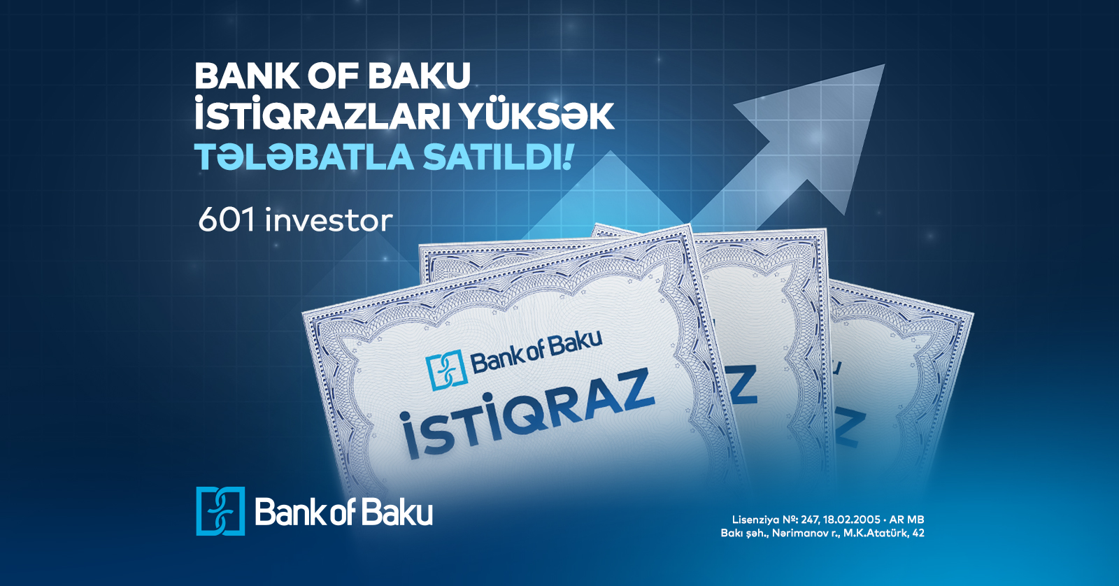 Bank of Baku istiqrazları yüskək tələbatla satıldı – 601 investor